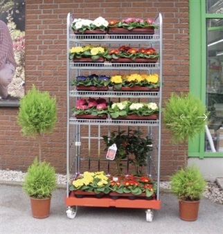 Rullecontainer til butik - 3 hylder m. 25 mm hyldekant - vælg farve bund, 724x815x1800 mm, billede 3
