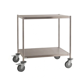 Fuldsvejset rustfrit rullebord med 2 hylder, 825x575x900 mm