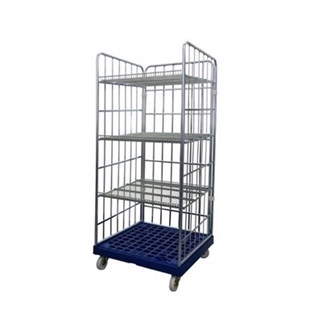 Rullecontainer til butik - 3 hylder m. 25 mm hyldekant - vælg farve bund, 724x815x1800 mm, billede 1