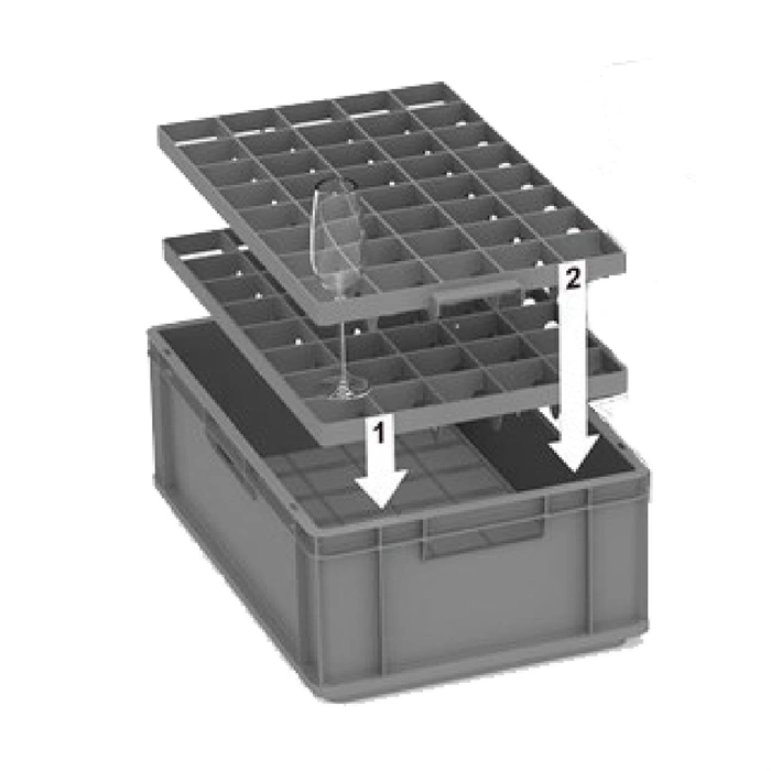Rumdeler stabelkasse, bund, 24 glas, 600x400 mm, billede 1