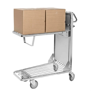 Transportvogn m fjedrende & justérbar tophylde, 965x520x1100, billede 4