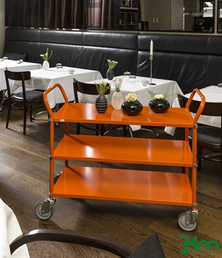 Orange rullebord m 3 hylder, 1080x480x940 , billede 1