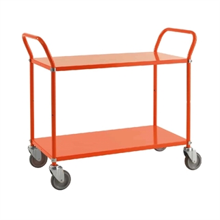 Orange rullebord m 2 hylder, 1080x480x940