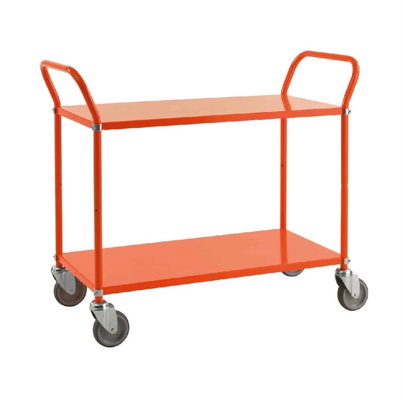 Orange rullebord m 2 hylder, 1080x480x940