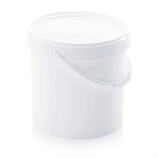 18 L plastspand m låg, hvid, billede 1