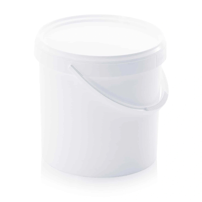 18 L plastspand m låg, hvid, billede 1