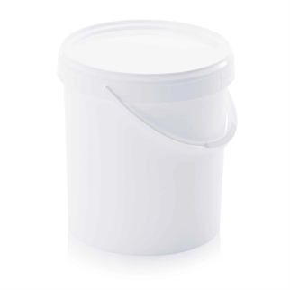 20 L plastspand m låg, hvid, billede 1