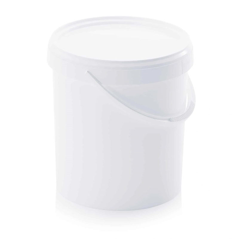 20 L plastspand m låg, hvid, billede 1