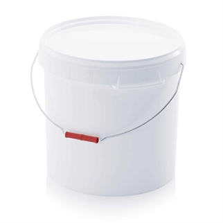 27 L plastspand m metalbøjle, hvid, plastbeholder