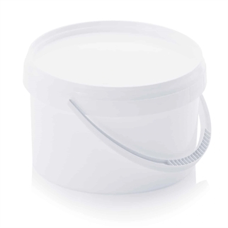 2,6 L plastspand med låg, hvid, billede 1