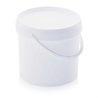 5,6 L plastspand med låg, hvid, billede 1