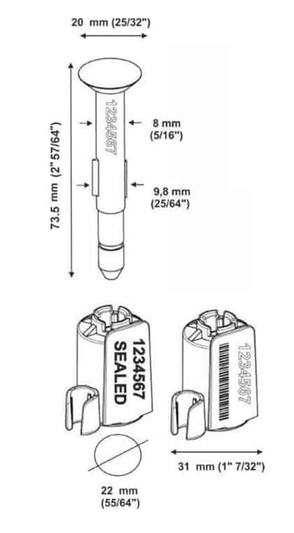 Plombe til container, 74x8 mm - vælg farve, billede 2