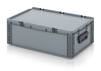 Kuffertkasse, robust, hængslet låg, 2 håndtag - på kortsiderne - 600x400x235 mm