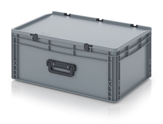 Kuffertkasse, robust, hængslet låg, 2 håndtag - på langsiderne - 600x400x285 mm