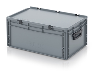 Kuffertkasse, robust, hængslet låg, 2 håndtag - på kortsiderne - 600x400x285 mm