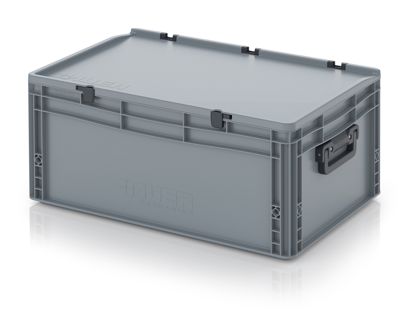 Kuffertkasse, robust, hængslet låg, 2 håndtag - på kortsiderne - 600x400x285 mm