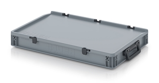Kuffertkasse, robust, hængslet låg, 2 håndtag - på kortsiderne - 600x400x90 mm