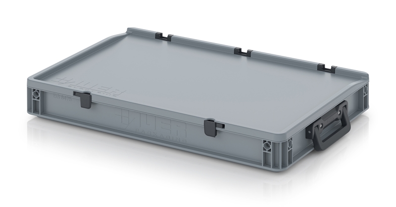 Kuffertkasse, robust, hængslet låg, 2 håndtag - på kortsiderne - 600x400x90 mm