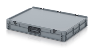 Kuffertkasse, robust, hængslet låg, 2 håndtag - på langsiderne - 800x600x135 mm