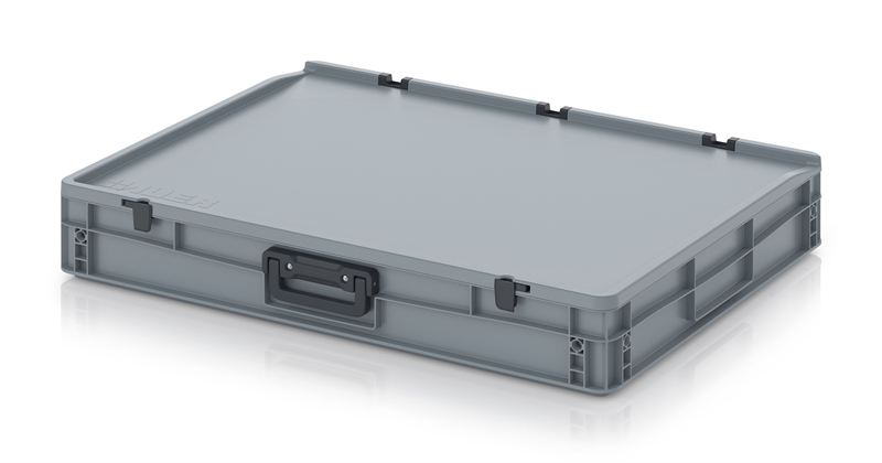 Kuffertkasse, robust, hængslet låg, 2 håndtag - på langsiderne - 800x600x135 mm