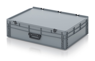 Kuffertkasse, robust, hængslet låg, 2 håndtag - på langsiderne - 800x600x235 mm
