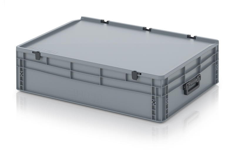 Kuffertkasse, robust, hængslet låg, 2 håndtag - på kortsiderne - 800x600x235 mm