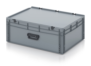 Kuffertkasse, robust, hængslet låg, 2 håndtag - på langsiderne - 800x600x335 mm