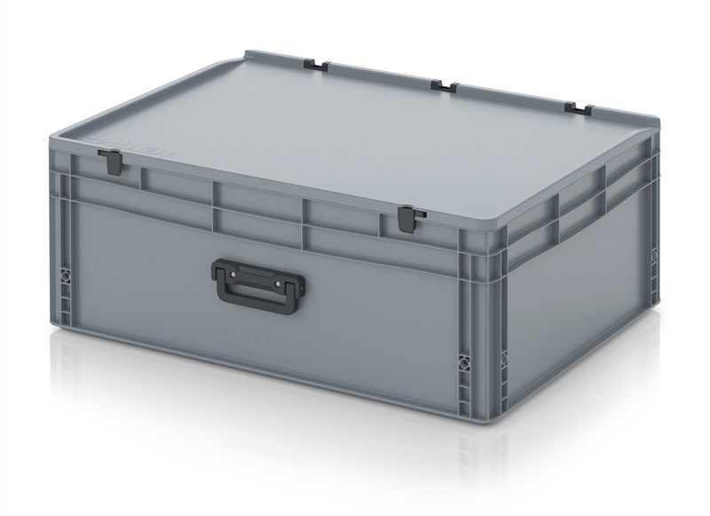 Kuffertkasse, robust, hængslet låg, 2 håndtag - på langsiderne - 800x600x335 mm