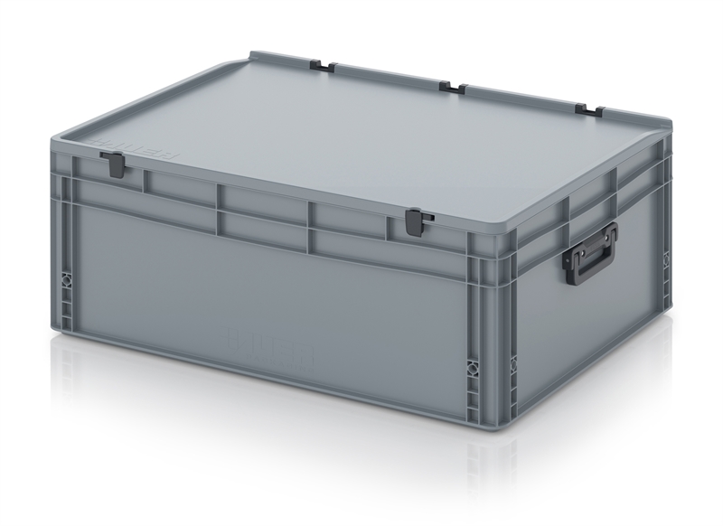 Kuffertkasse, robust, hængslet låg, 2 håndtag - på kortsiderne - 800x600x335 mm