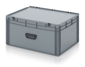 Kuffertkasse, robust, hængslet låg, 2 håndtag - på langsiderne - 800x600x435 mm